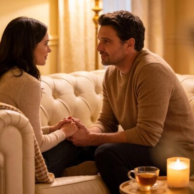 Couple engaged in a warm conversation symbolizing the impact of couples therapy on relationships